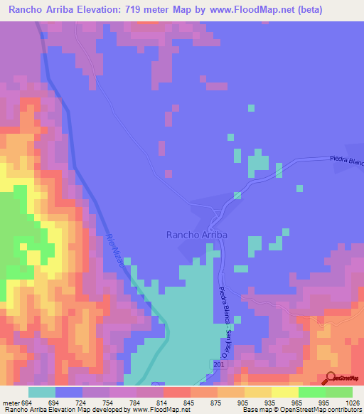 Rancho Arriba,Dominican Republic Elevation Map