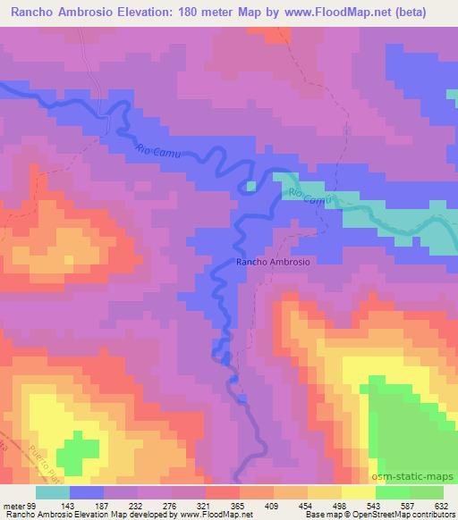 Rancho Ambrosio,Dominican Republic Elevation Map