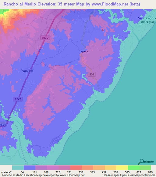 Rancho al Medio,Dominican Republic Elevation Map