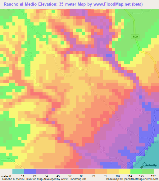 Rancho al Medio,Dominican Republic Elevation Map