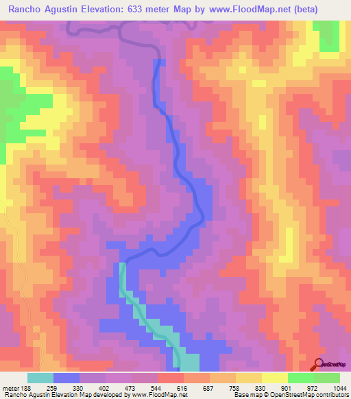 Rancho Agustin,Dominican Republic Elevation Map