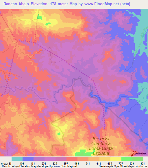 Rancho Abajo,Dominican Republic Elevation Map