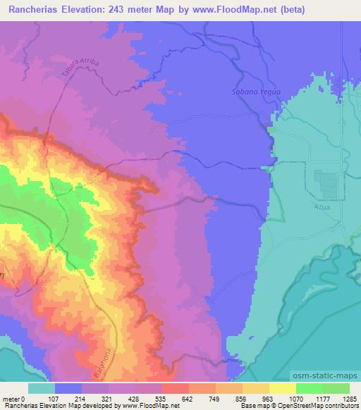 Rancherias,Dominican Republic Elevation Map