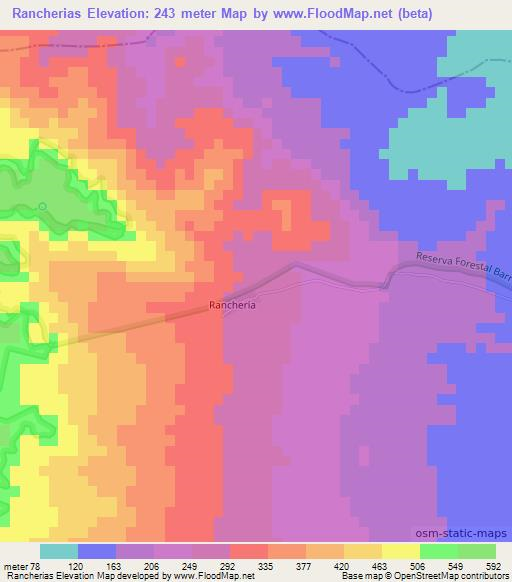 Rancherias,Dominican Republic Elevation Map