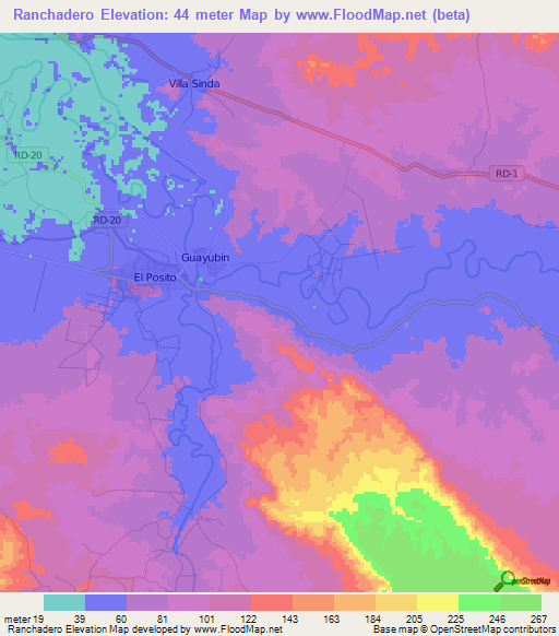 Ranchadero,Dominican Republic Elevation Map