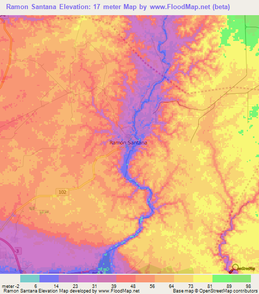 Ramon Santana,Dominican Republic Elevation Map