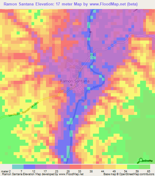 Ramon Santana,Dominican Republic Elevation Map