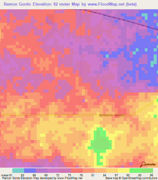 Ramon Gordo,Dominican Republic Elevation Map