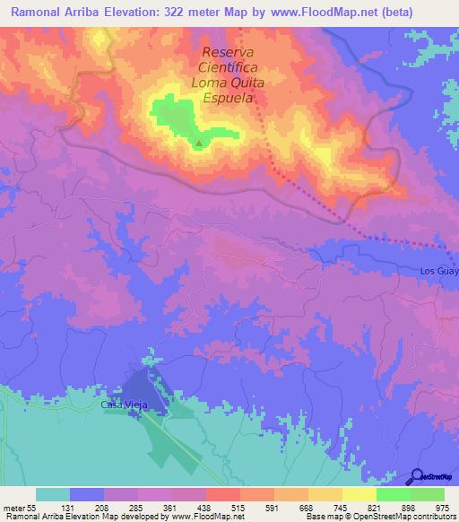 Ramonal Arriba,Dominican Republic Elevation Map