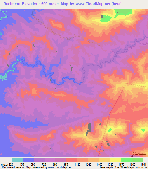 Racimera,Dominican Republic Elevation Map