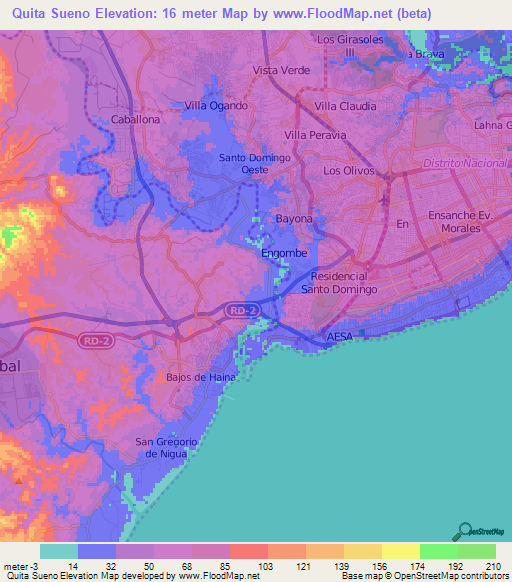 Quita Sueno,Dominican Republic Elevation Map