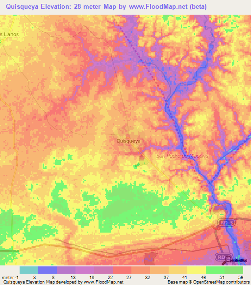 Quisqueya,Dominican Republic Elevation Map