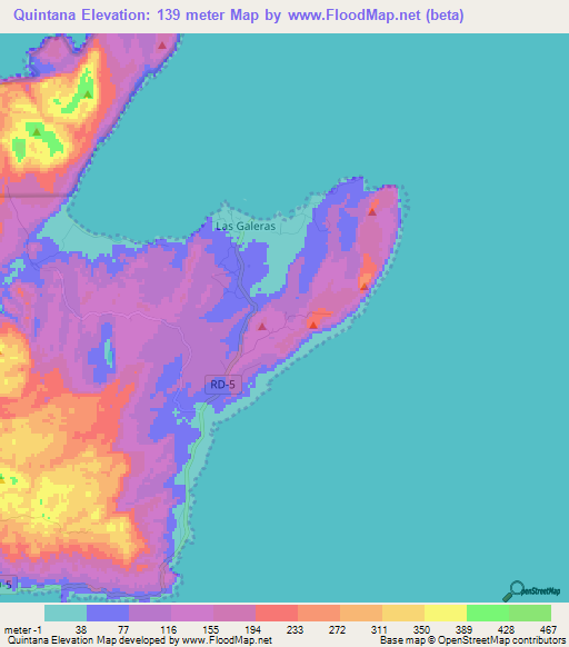 Quintana,Dominican Republic Elevation Map