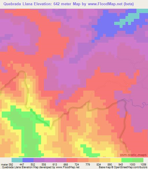 Quebrada Llana,Dominican Republic Elevation Map