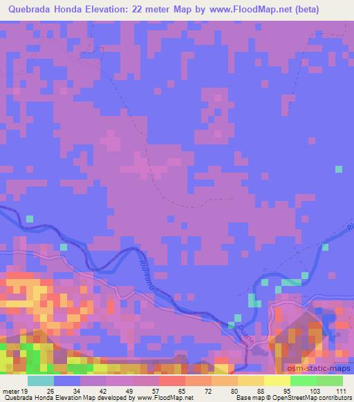 Quebrada Honda,Dominican Republic Elevation Map