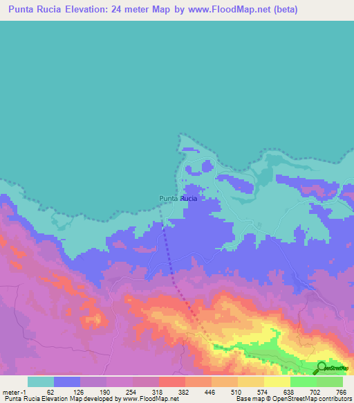 Punta Rucia,Dominican Republic Elevation Map