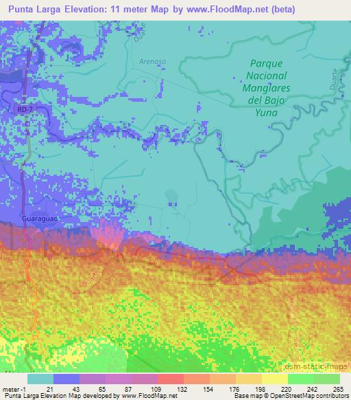 Punta Larga,Dominican Republic Elevation Map