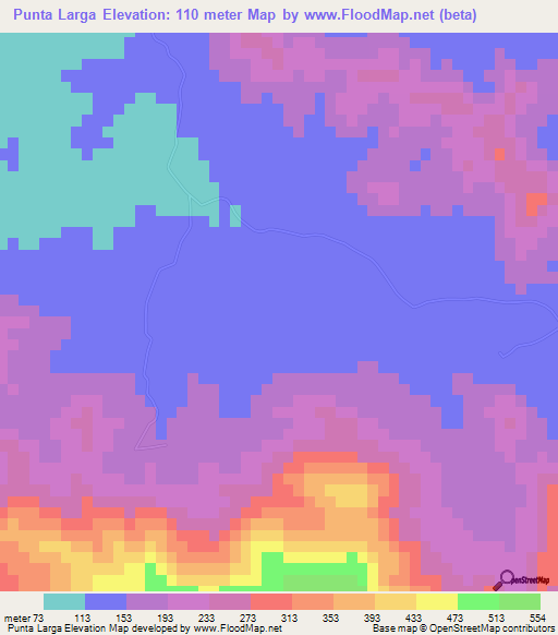 Punta Larga,Dominican Republic Elevation Map