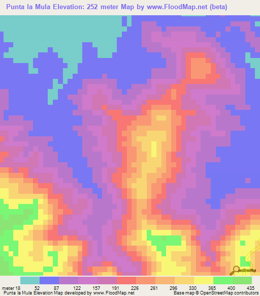 Punta la Mula,Dominican Republic Elevation Map