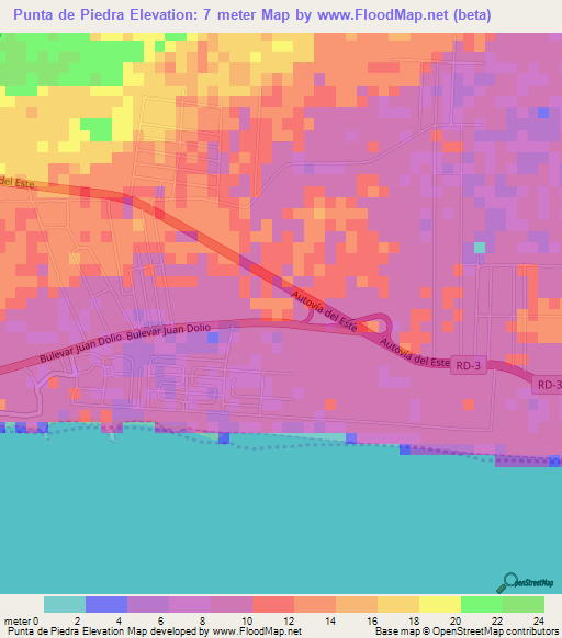 Punta de Piedra,Dominican Republic Elevation Map