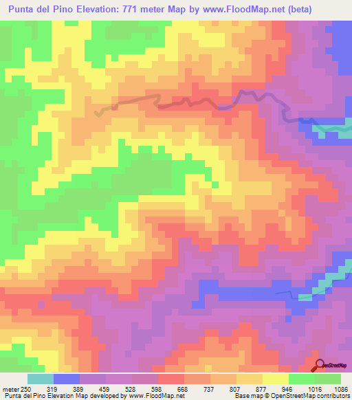 Punta del Pino,Dominican Republic Elevation Map