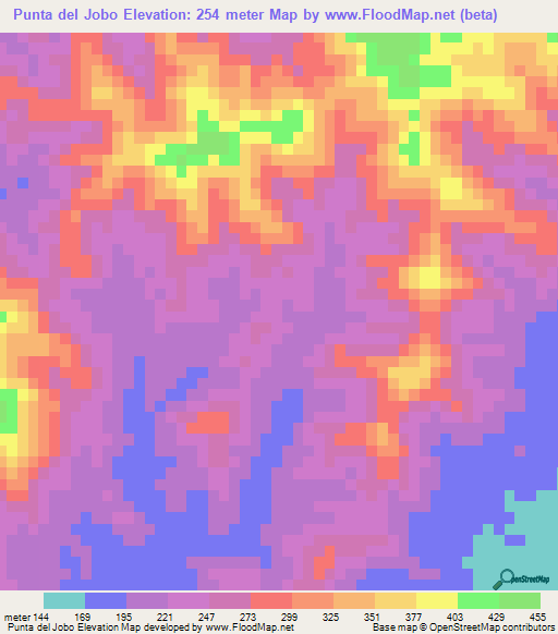 Punta del Jobo,Dominican Republic Elevation Map