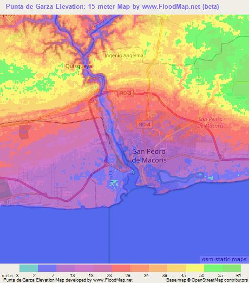 Punta de Garza,Dominican Republic Elevation Map