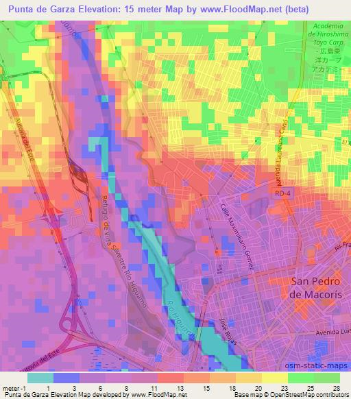 Punta de Garza,Dominican Republic Elevation Map