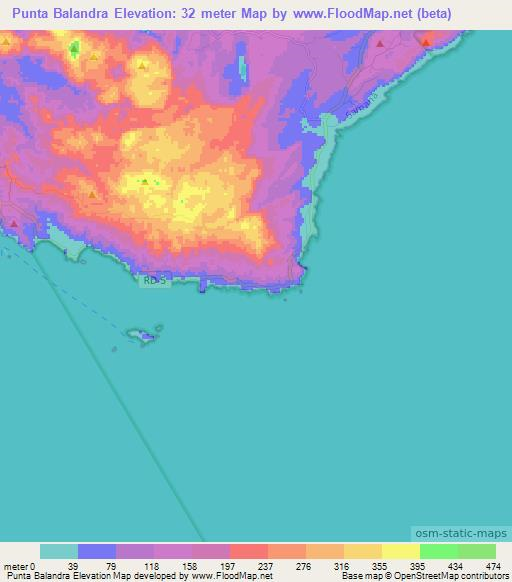 Punta Balandra,Dominican Republic Elevation Map