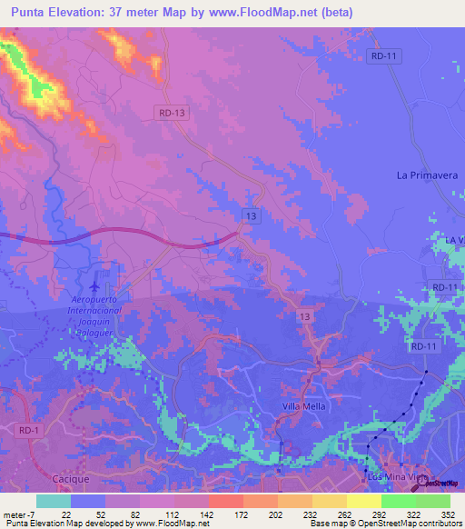 Punta,Dominican Republic Elevation Map