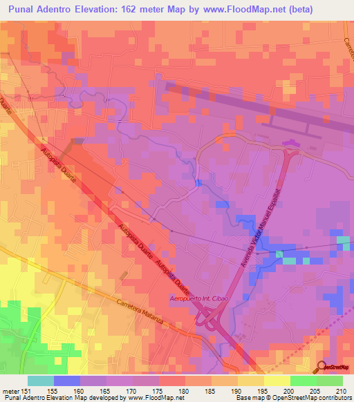 Punal Adentro,Dominican Republic Elevation Map