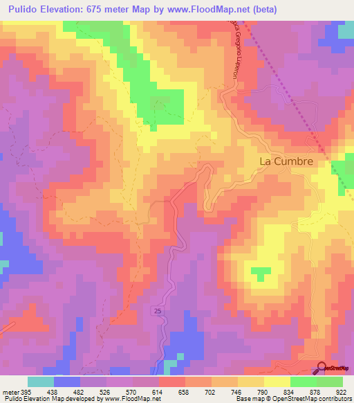 Pulido,Dominican Republic Elevation Map