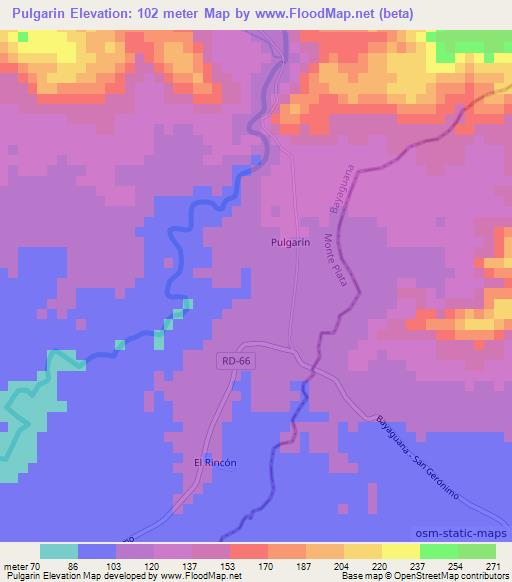 Pulgarin,Dominican Republic Elevation Map