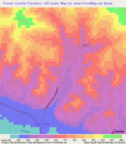 Puesto Grande,Dominican Republic Elevation Map