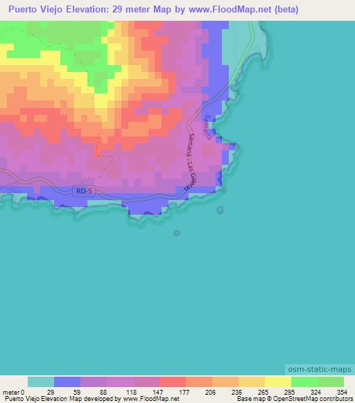 Puerto Viejo,Dominican Republic Elevation Map