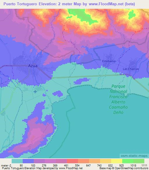 Puerto Tortuguero,Dominican Republic Elevation Map