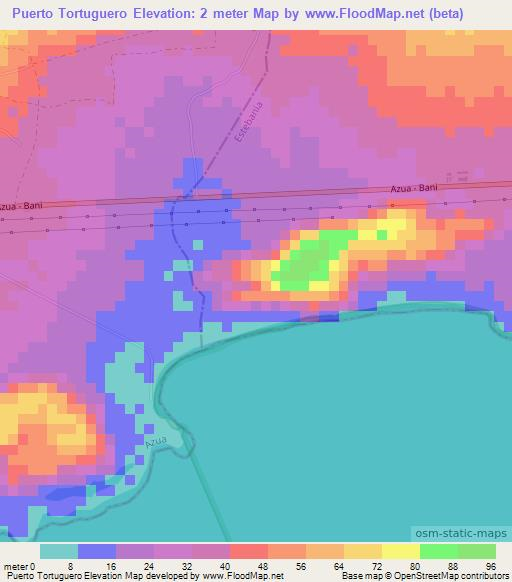 Puerto Tortuguero,Dominican Republic Elevation Map