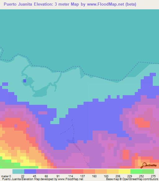 Puerto Juanita,Dominican Republic Elevation Map