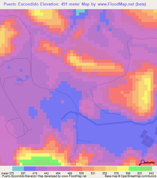 Puerto Escondido,Dominican Republic Elevation Map