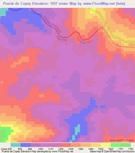 Puerta de Copey,Dominican Republic Elevation Map