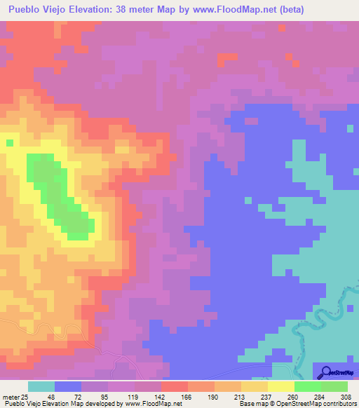 Pueblo Viejo,Dominican Republic Elevation Map