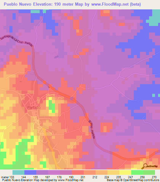 Pueblo Nuevo,Dominican Republic Elevation Map