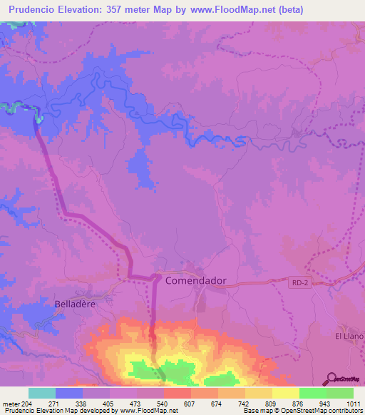 Prudencio,Dominican Republic Elevation Map