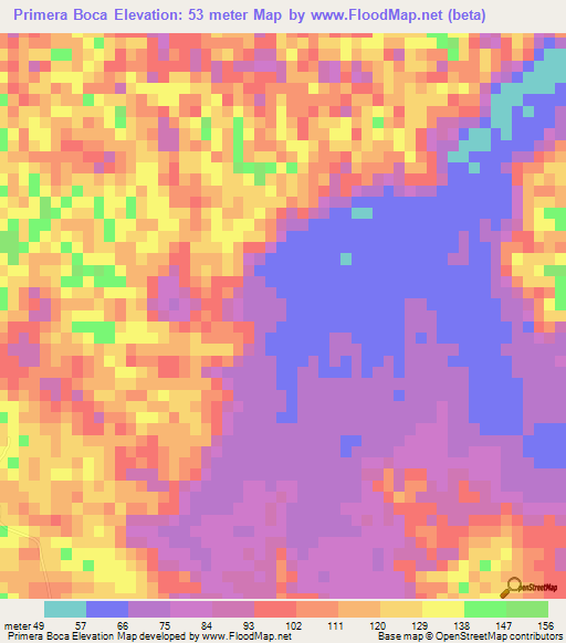 Primera Boca,Dominican Republic Elevation Map