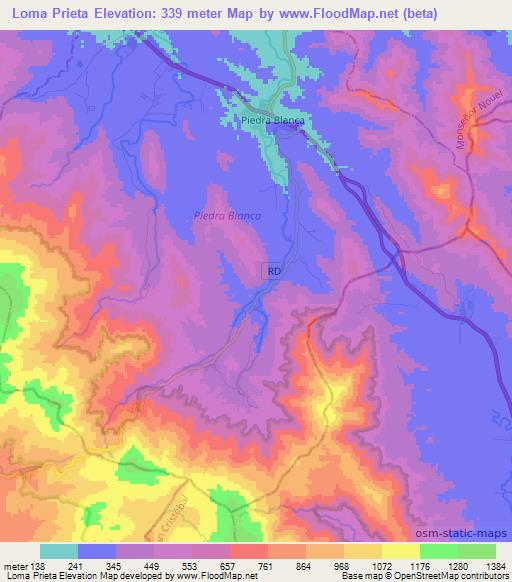 Loma Prieta,Dominican Republic Elevation Map