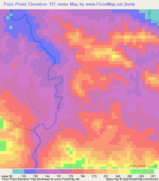 Pozo Prieto,Dominican Republic Elevation Map