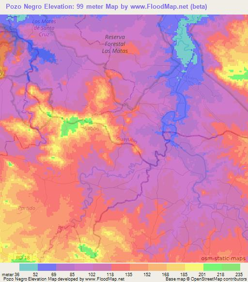 Pozo Negro,Dominican Republic Elevation Map