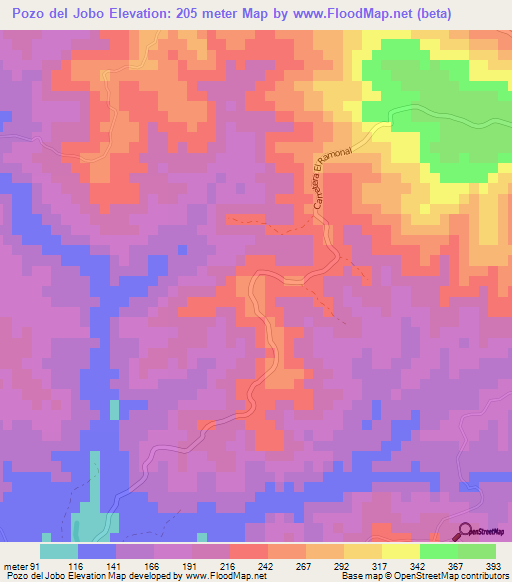 Pozo del Jobo,Dominican Republic Elevation Map