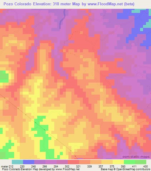 Pozo Colorado,Dominican Republic Elevation Map