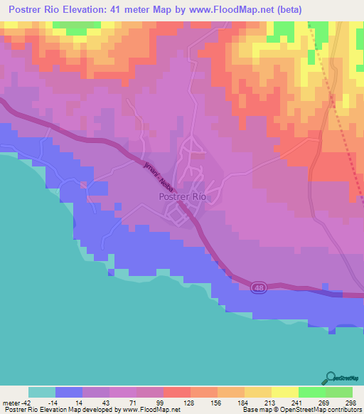 Postrer Rio,Dominican Republic Elevation Map